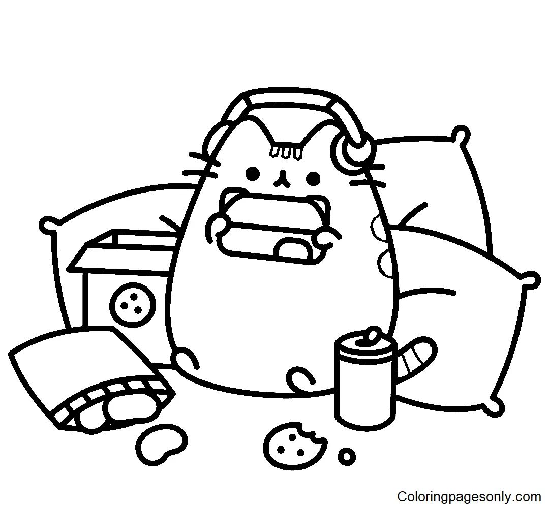 Çocuklar İçin Pusheen Boyama Sayfaları 