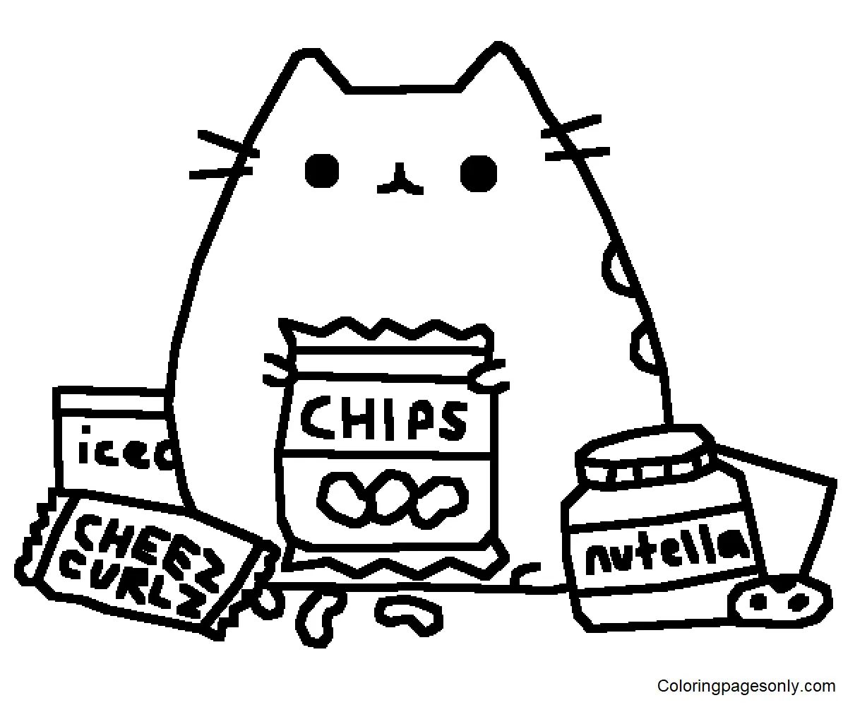 Çocuklar İçin Pusheen Boyama Sayfaları 