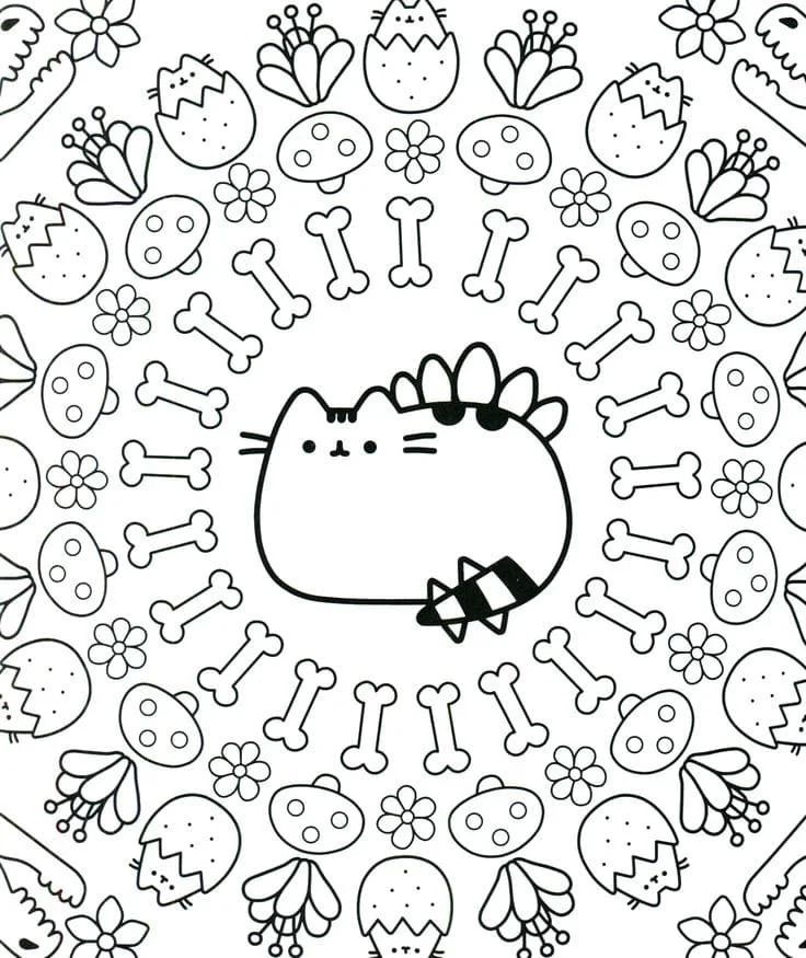 Çocuklar İçin Pusheen Boyama Sayfaları 