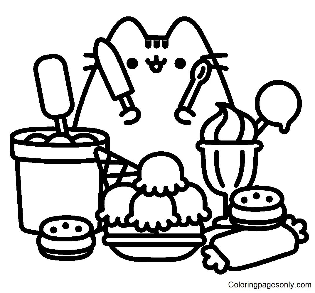 Çocuklar İçin Pusheen Boyama Sayfaları 