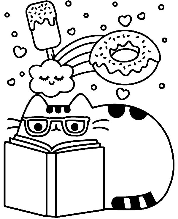 Çocuklar İçin Pusheen Boyama Sayfaları 