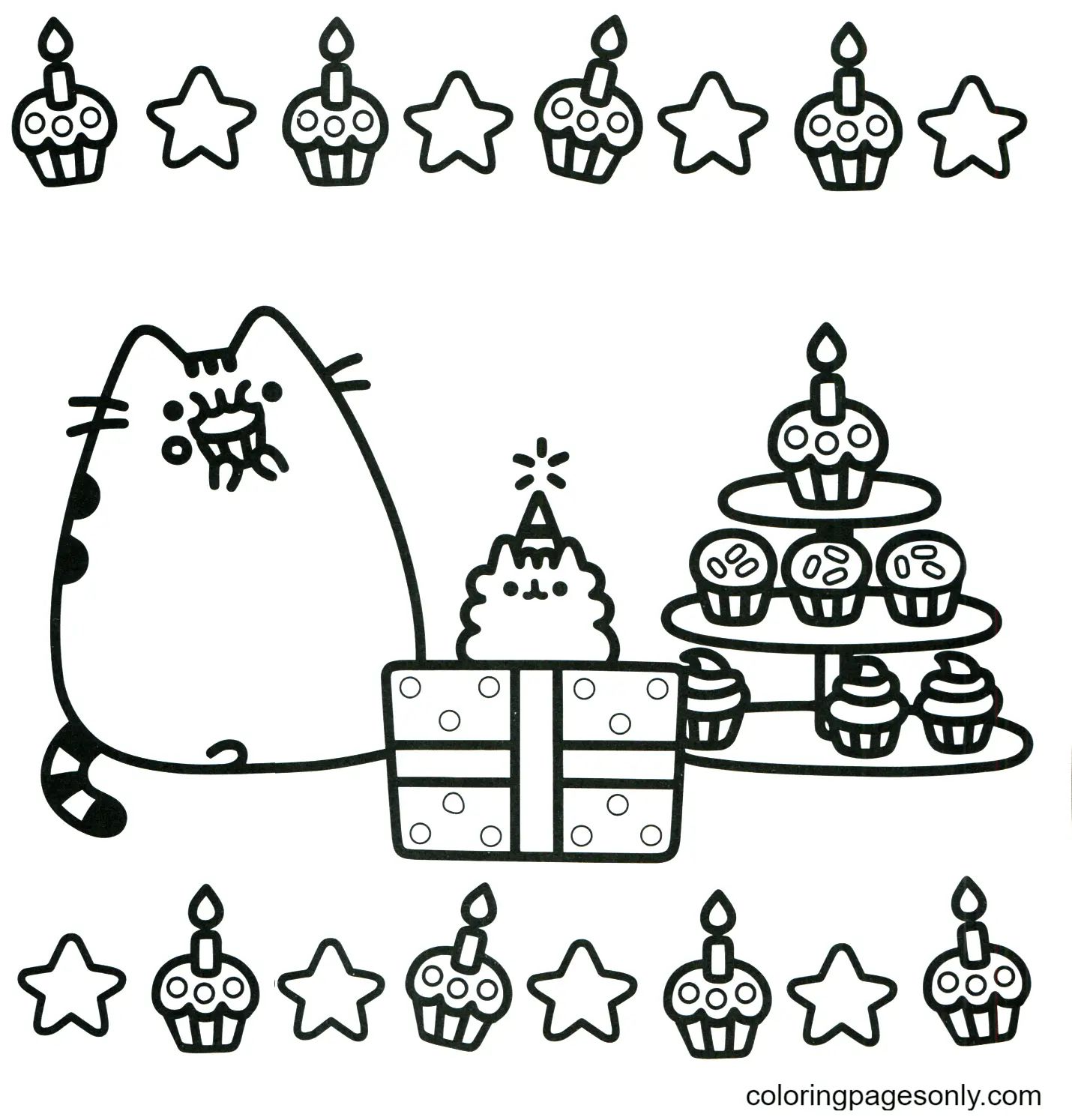 Çocuklar İçin Pusheen Boyama Sayfaları 