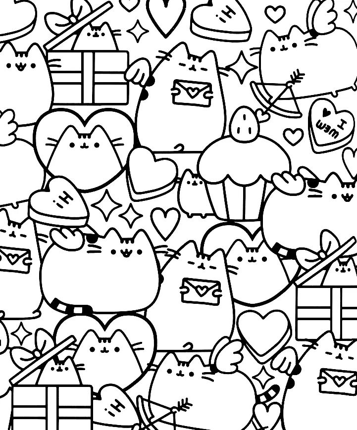 Çocuklar İçin Pusheen Boyama Sayfaları 