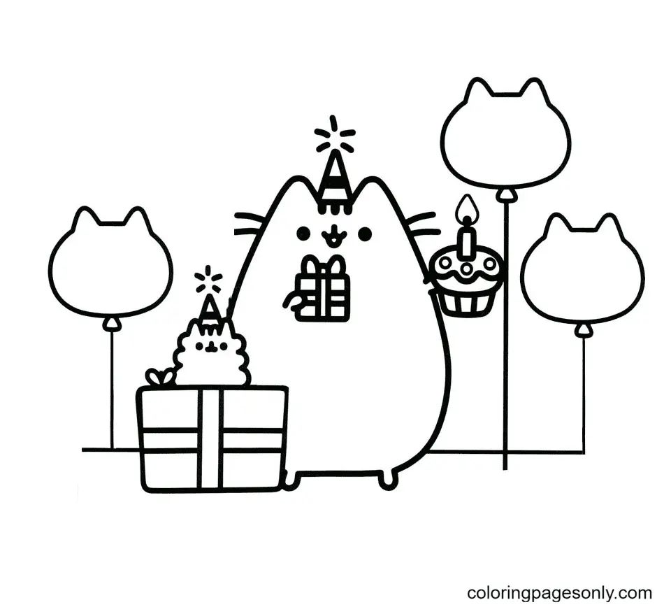Çocuklar İçin Pusheen Boyama Sayfaları 
