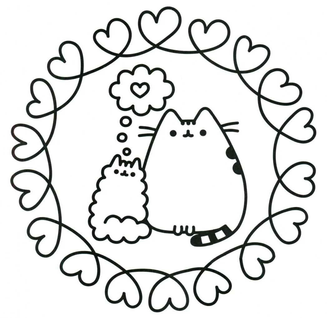 Çocuklar İçin Pusheen Boyama Sayfaları 