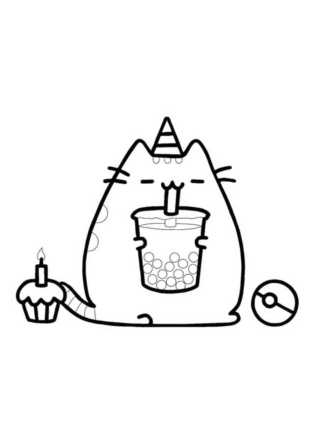 Çocuklar İçin Pusheen Boyama Sayfaları 