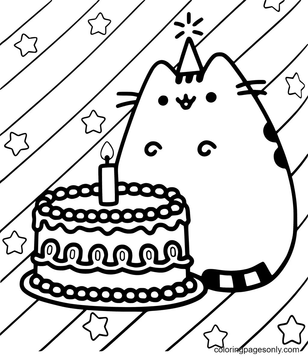 Çocuklar İçin Pusheen Boyama Sayfaları 