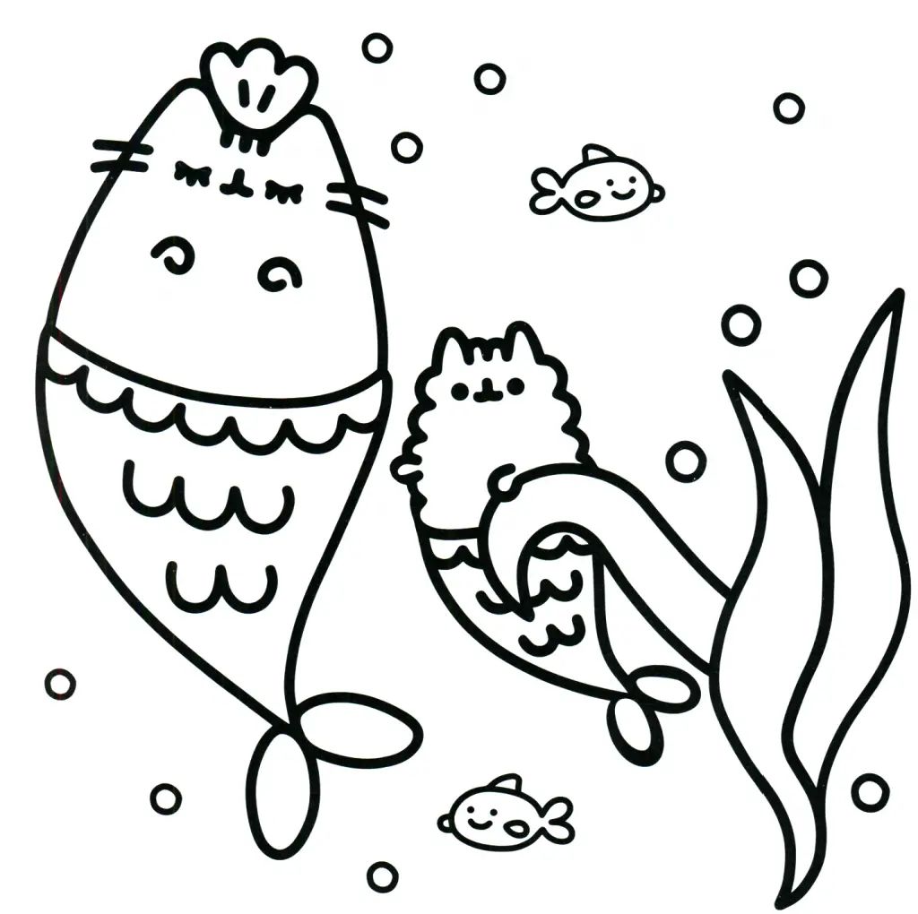 Çocuklar İçin Pusheen Boyama Sayfaları 