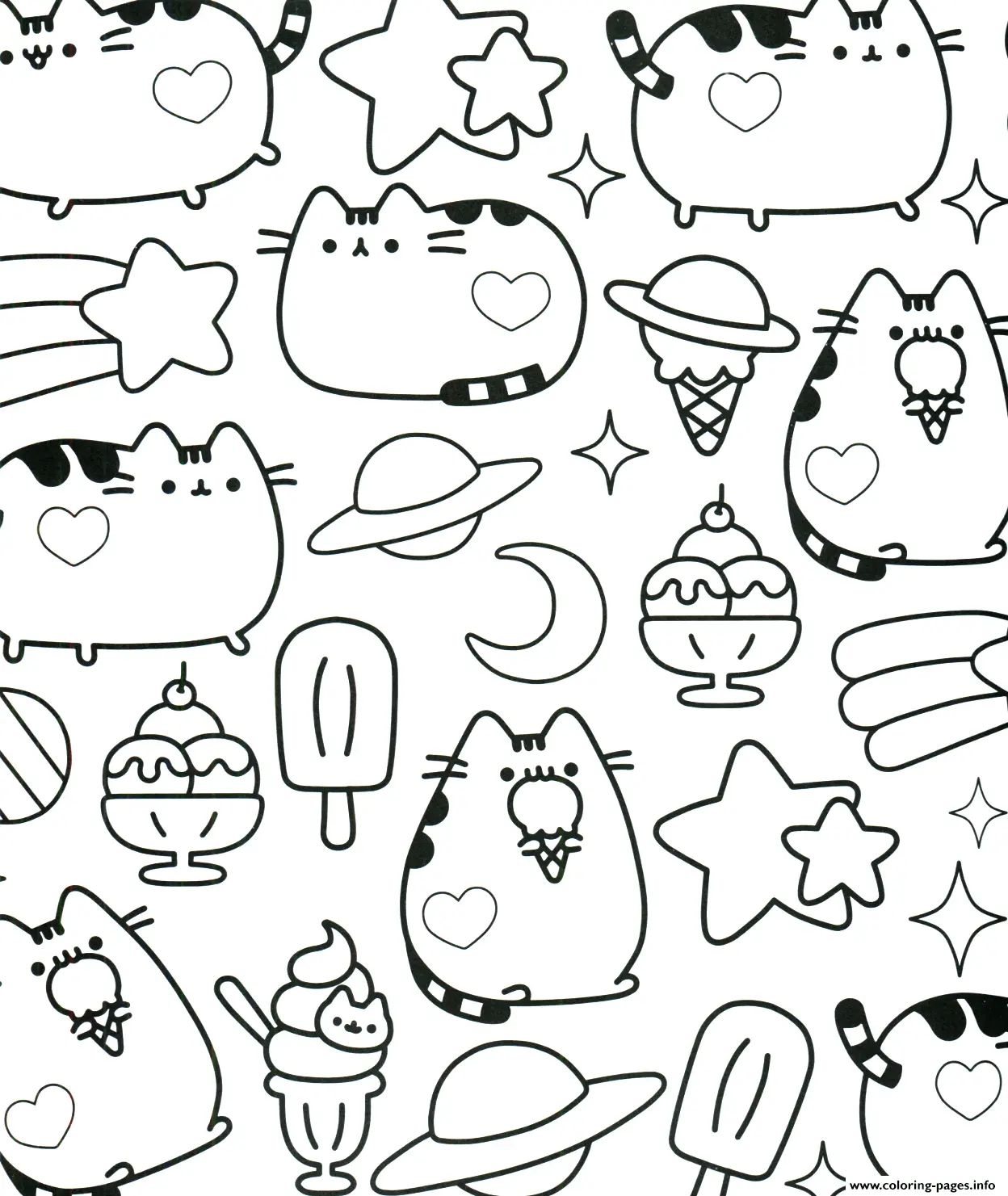 Çocuklar İçin Pusheen Boyama Sayfaları 
