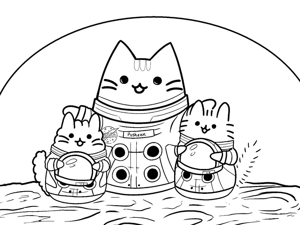 Çocuklar İçin Pusheen Boyama Sayfaları 