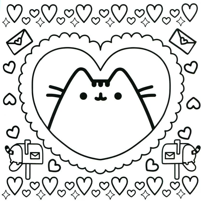 Çocuklar İçin Pusheen Boyama Sayfaları 
