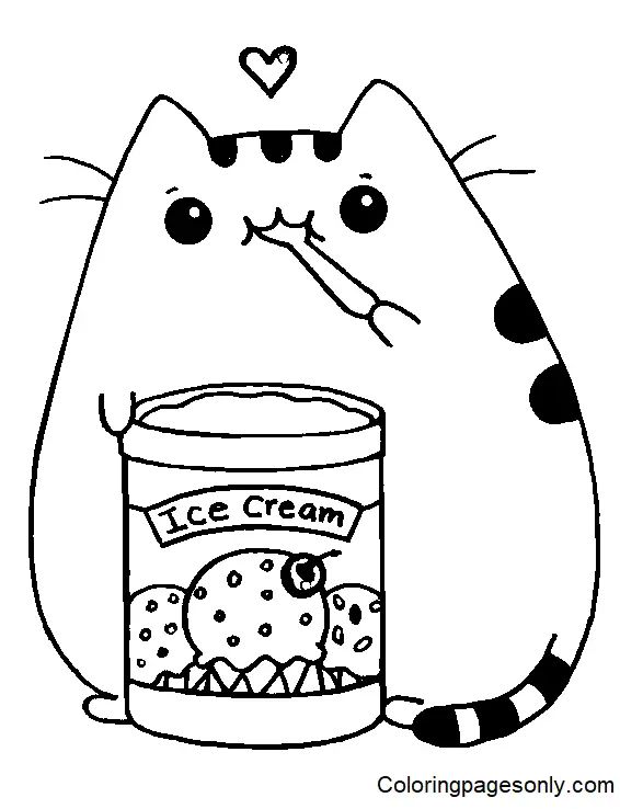 Çocuklar İçin Pusheen Boyama Sayfaları 