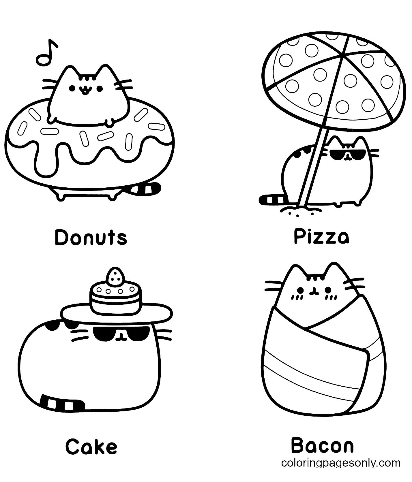 Çocuklar İçin Pusheen Boyama Sayfaları 