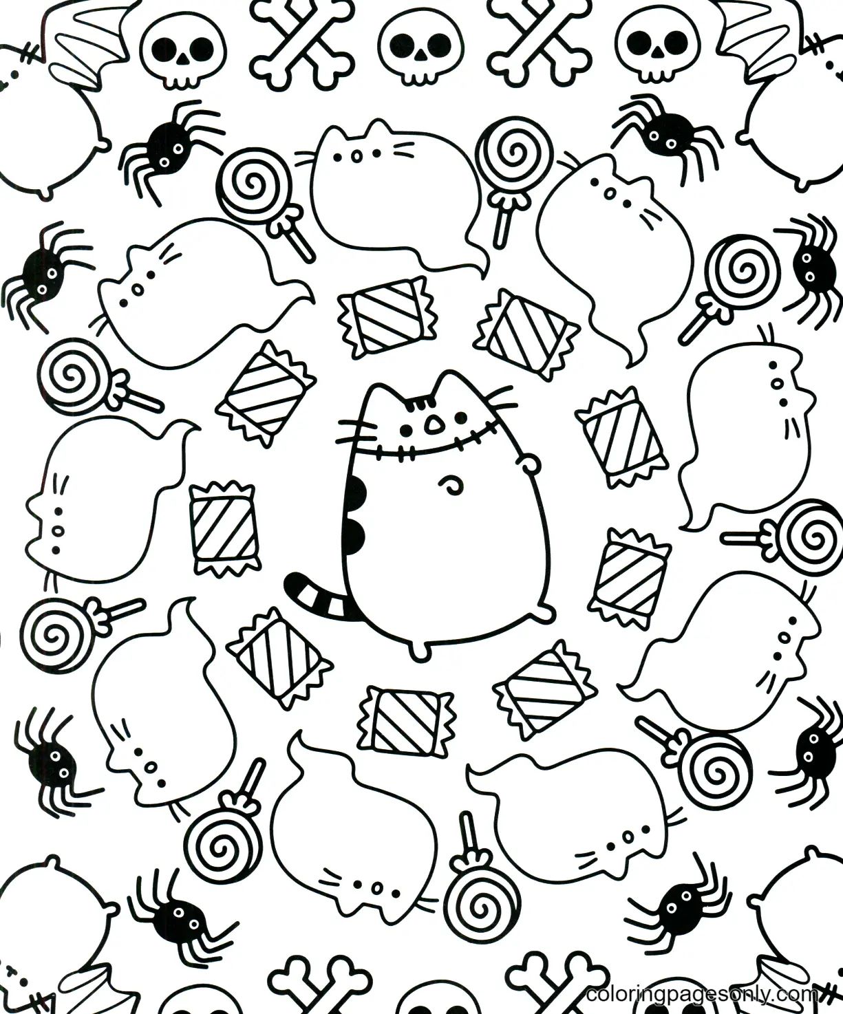 Çocuklar İçin Pusheen Boyama Sayfaları 