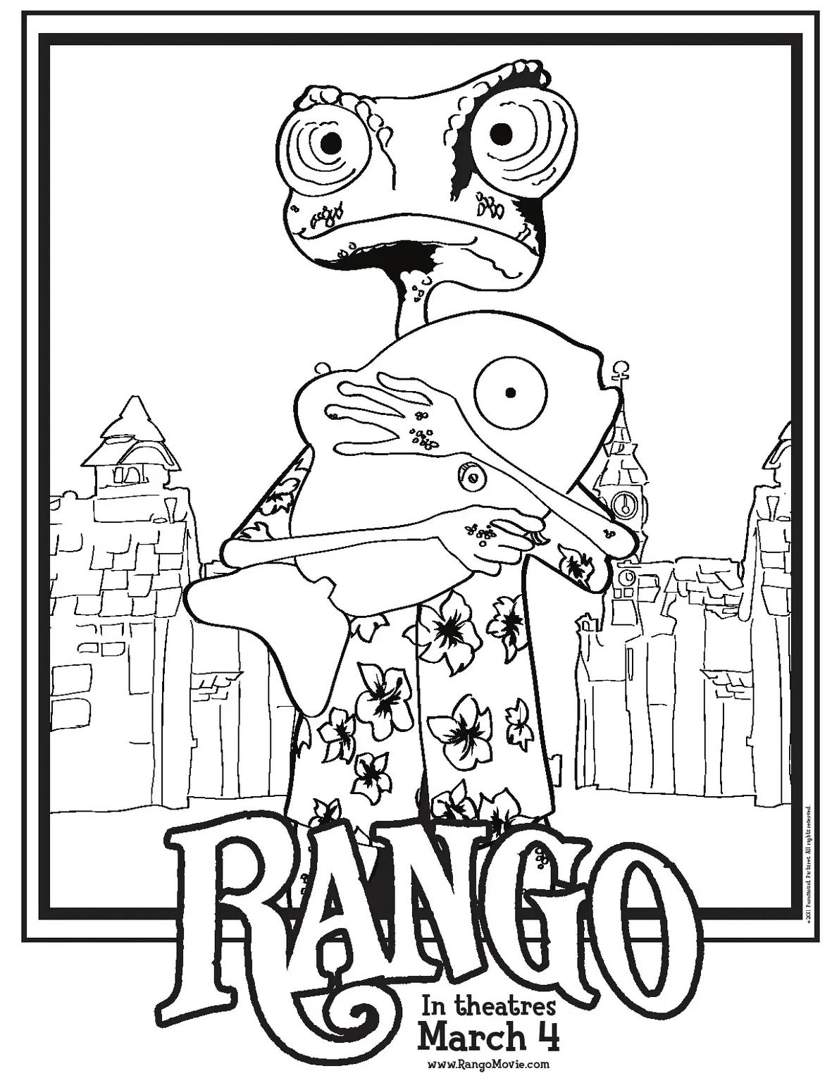 Çocuklar İçin Rango Boyama Sayfaları 