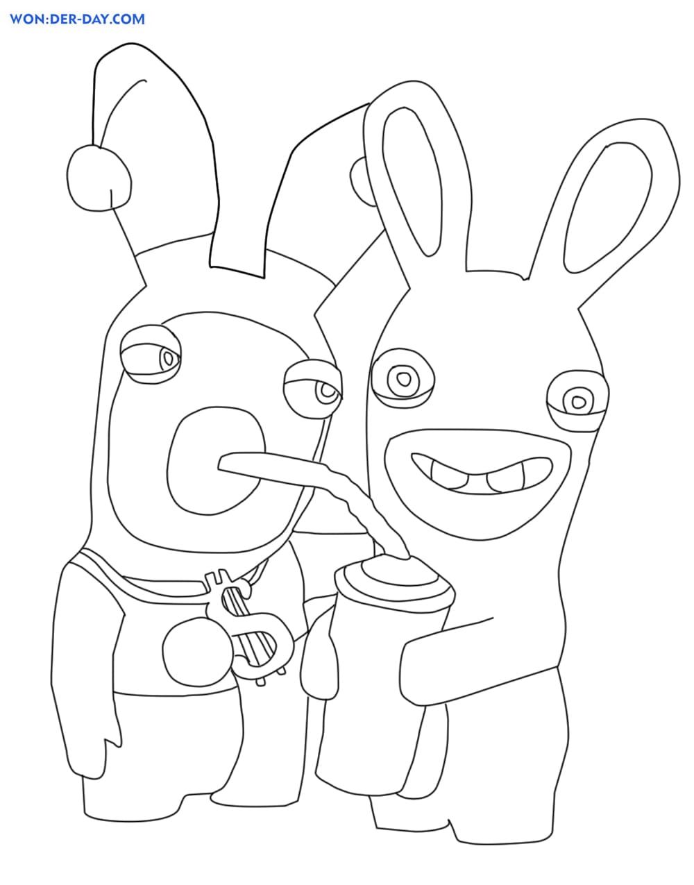 Çocuklar İçin Raving Rabbids Boyama Sayfaları 