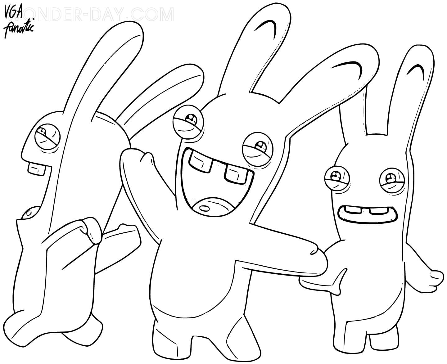 Çocuklar İçin Raving Rabbids Boyama Sayfaları 