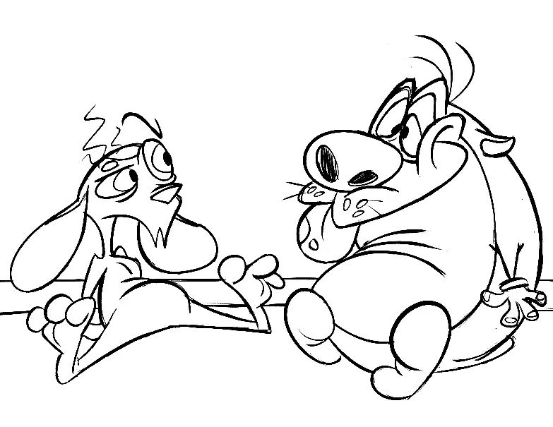 Çocuklar İçin Ren ve Stimpy Boyama Sayfaları 