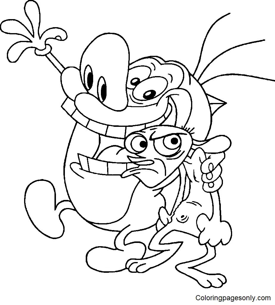 Çocuklar İçin Ren ve Stimpy Boyama Sayfaları 