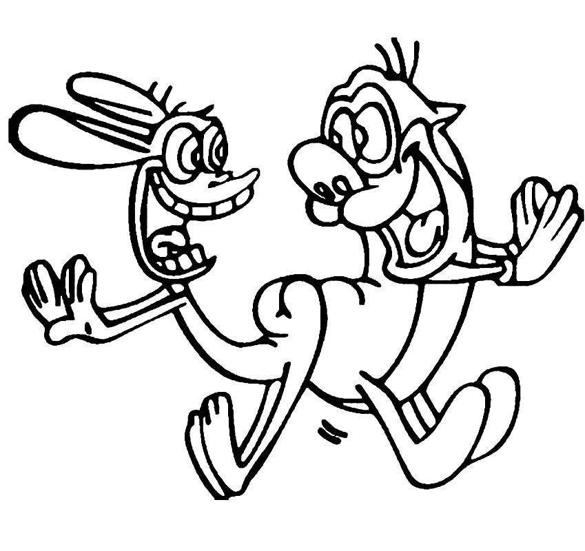 Çocuklar İçin Ren ve Stimpy Boyama Sayfaları 