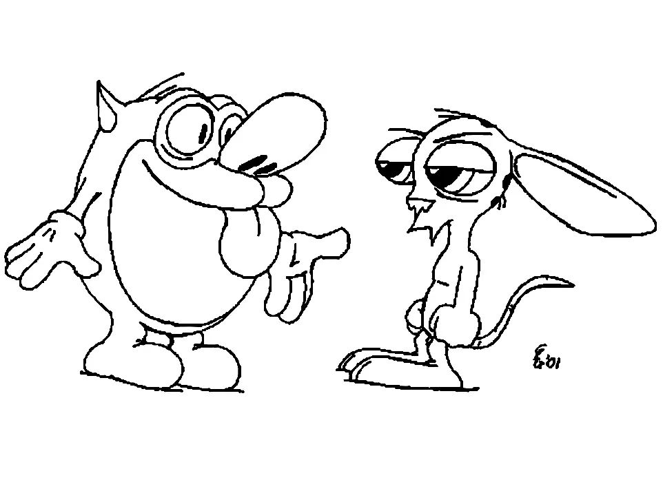 Çocuklar İçin Ren ve Stimpy Boyama Sayfaları 