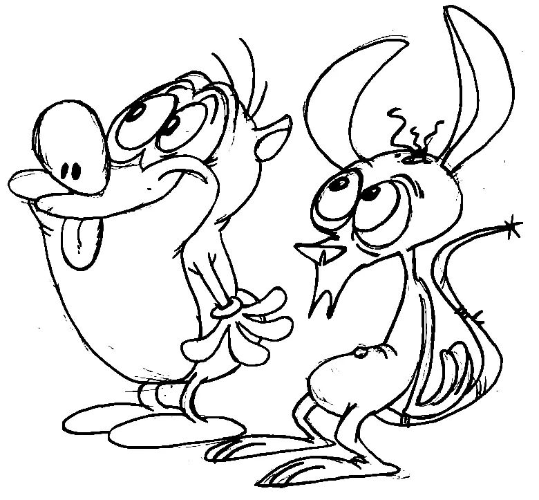 Çocuklar İçin Ren ve Stimpy Boyama Sayfaları 