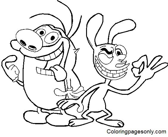 Çocuklar İçin Ren ve Stimpy Boyama Sayfaları 