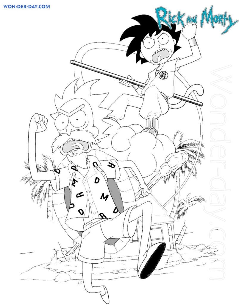 Çocuklar İçin Rick ve Morty Boyama Sayfaları 