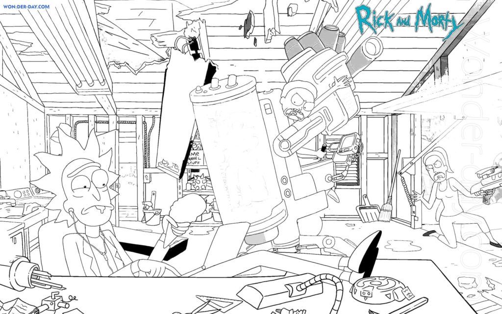 Çocuklar İçin Rick ve Morty Boyama Sayfaları 