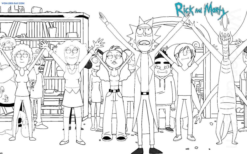 Çocuklar İçin Rick ve Morty Boyama Sayfaları 