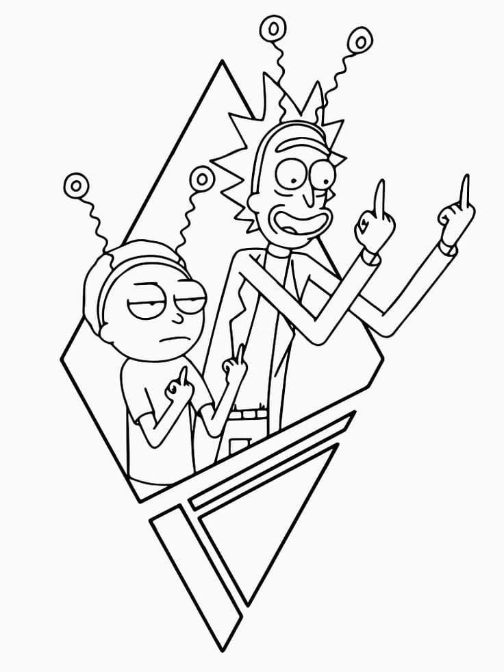 Çocuklar İçin Rick ve Morty Boyama Sayfaları 