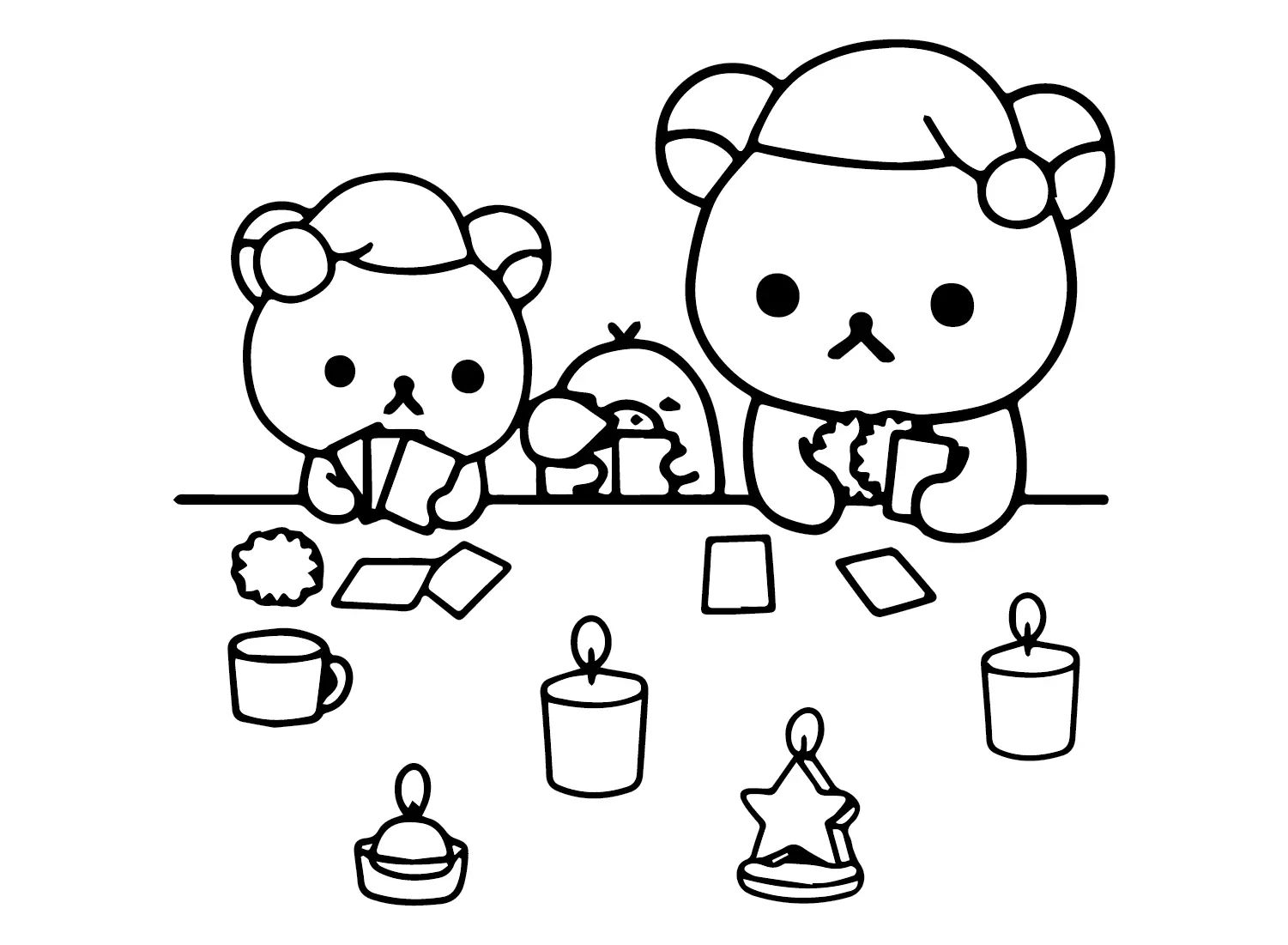 Çocuklar İçin Rilakkuma Boyama Sayfaları 