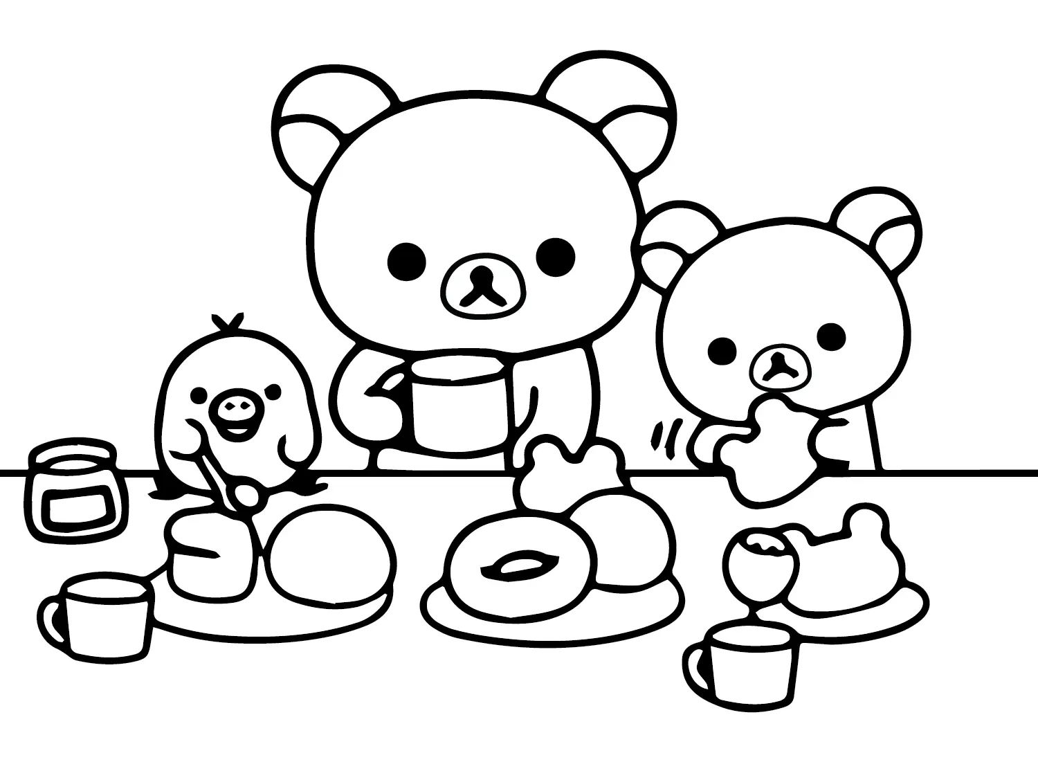 Çocuklar İçin Rilakkuma Boyama Sayfaları 