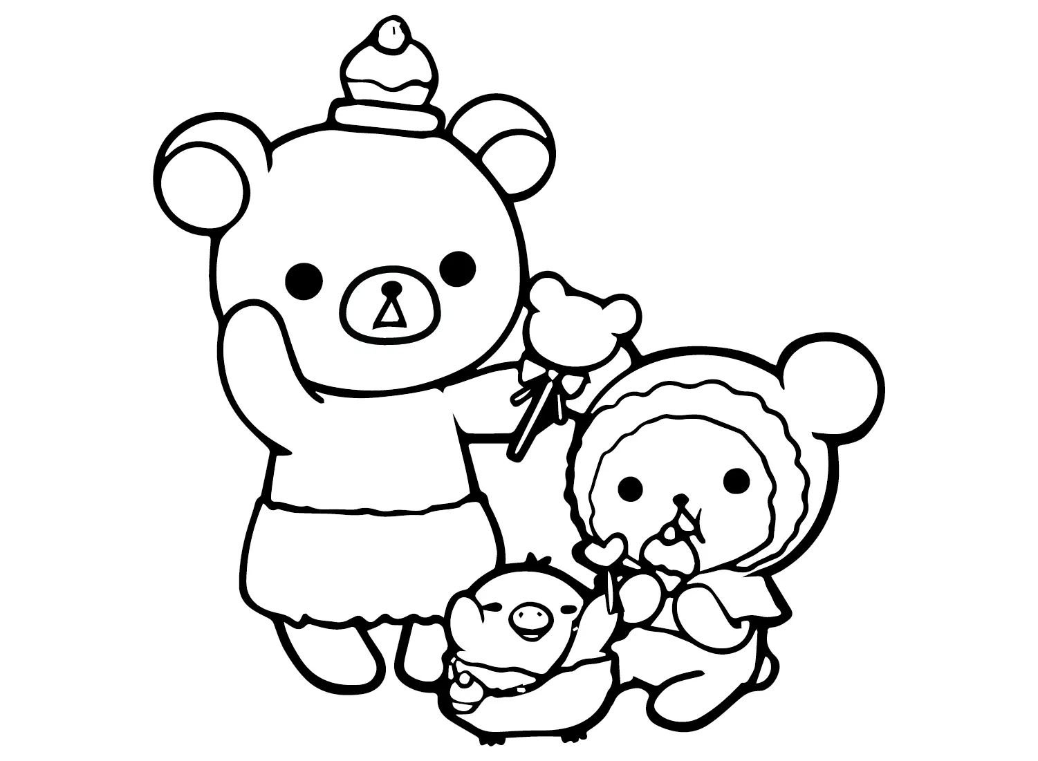 Çocuklar İçin Rilakkuma Boyama Sayfaları 
