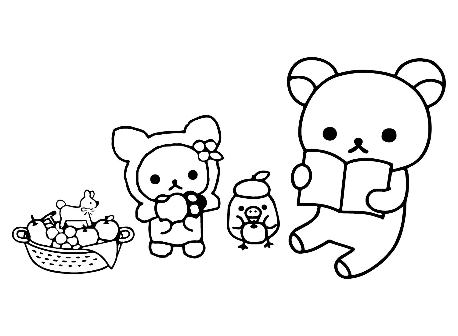 Çocuklar İçin Rilakkuma Boyama Sayfaları 