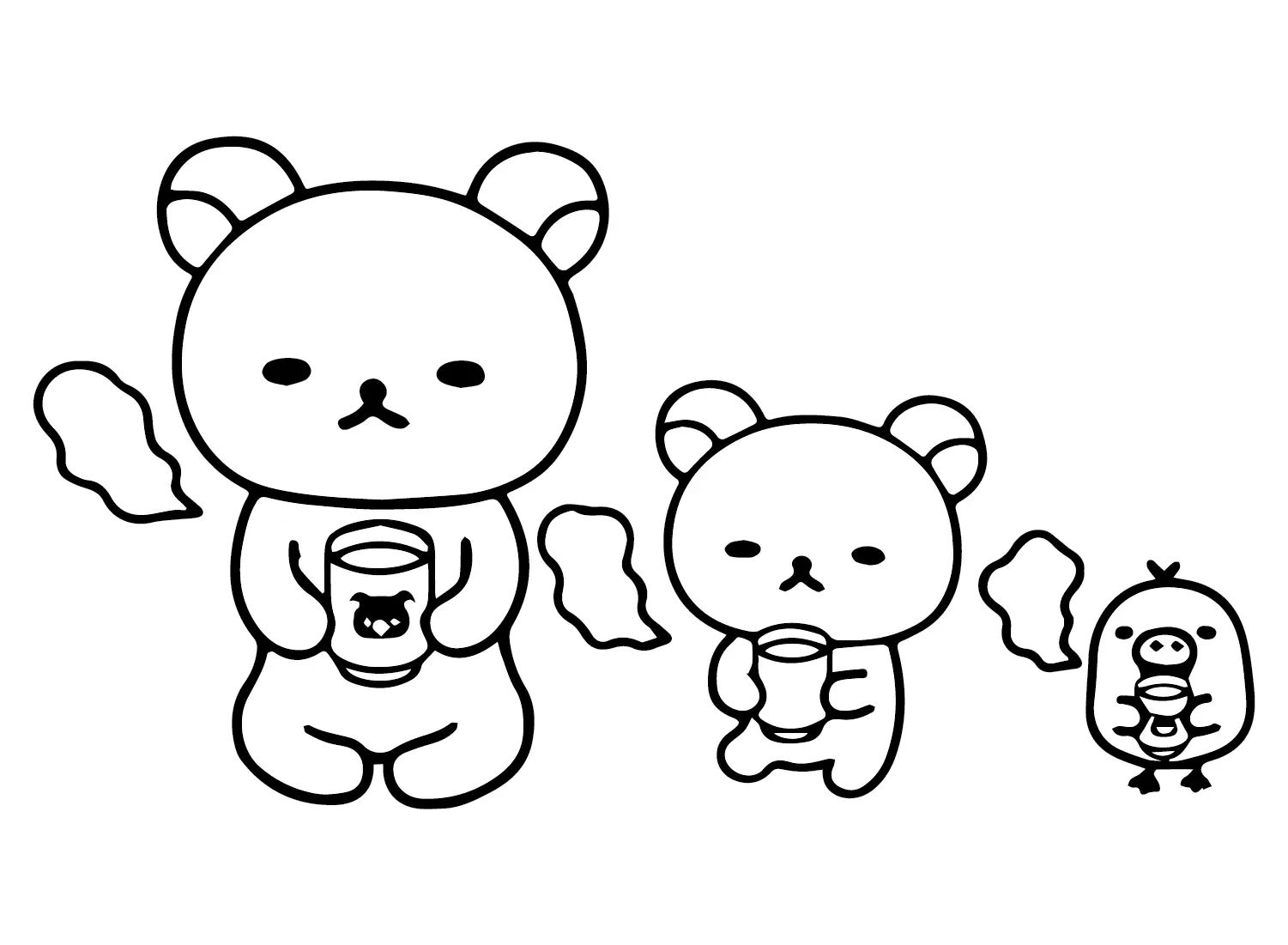 Çocuklar İçin Rilakkuma Boyama Sayfaları 