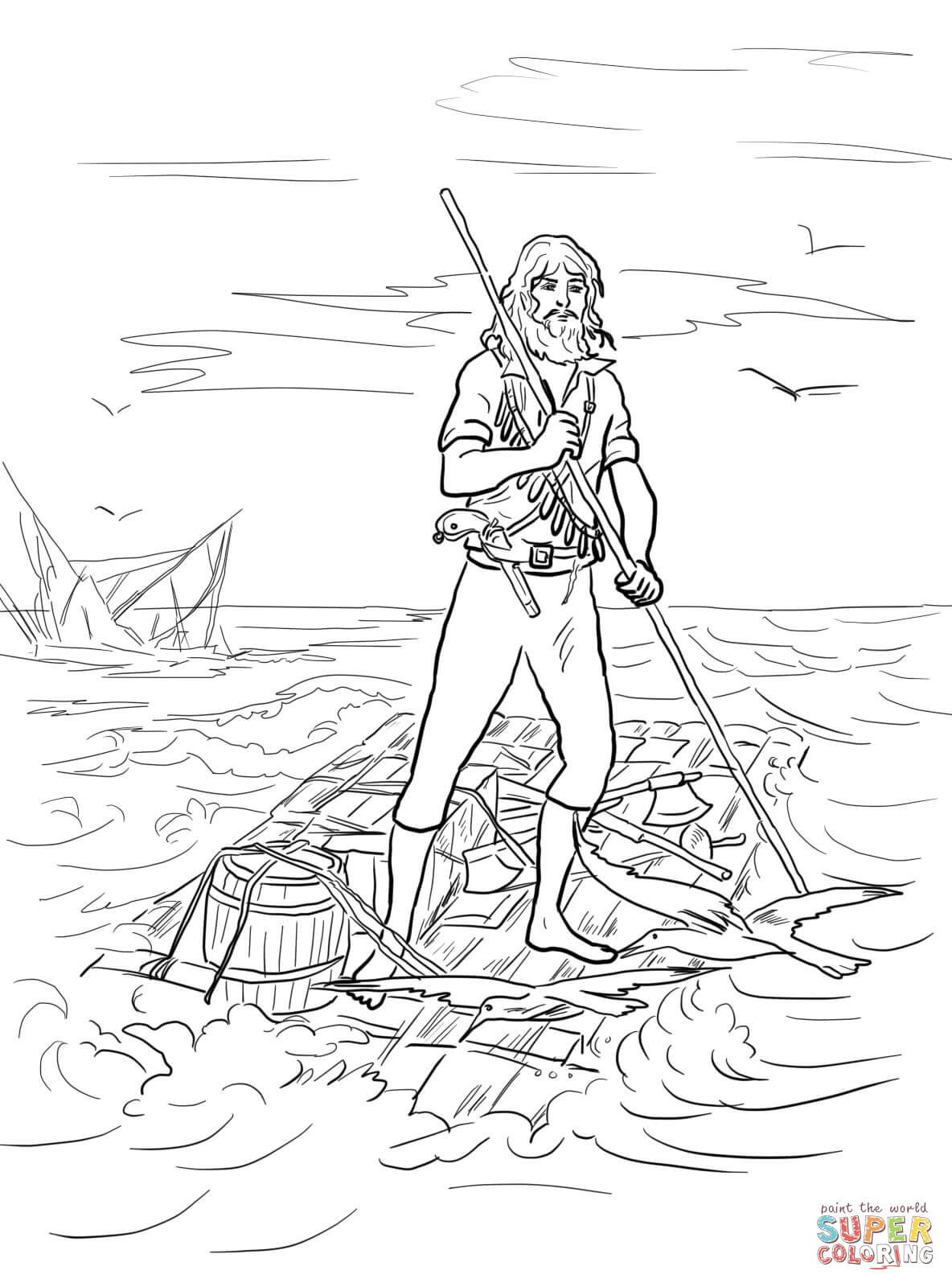 Çocuklar İçin Robinson Crusoe Boyama Sayfaları 