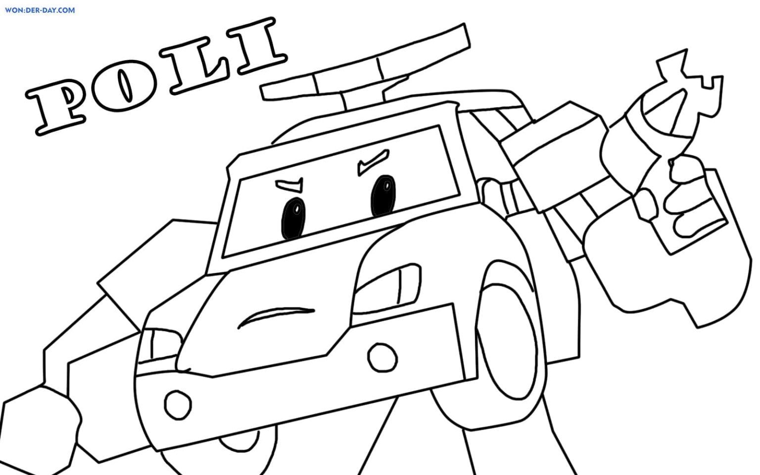 Çocuklar İçin Robocar Boyama Sayfaları 
