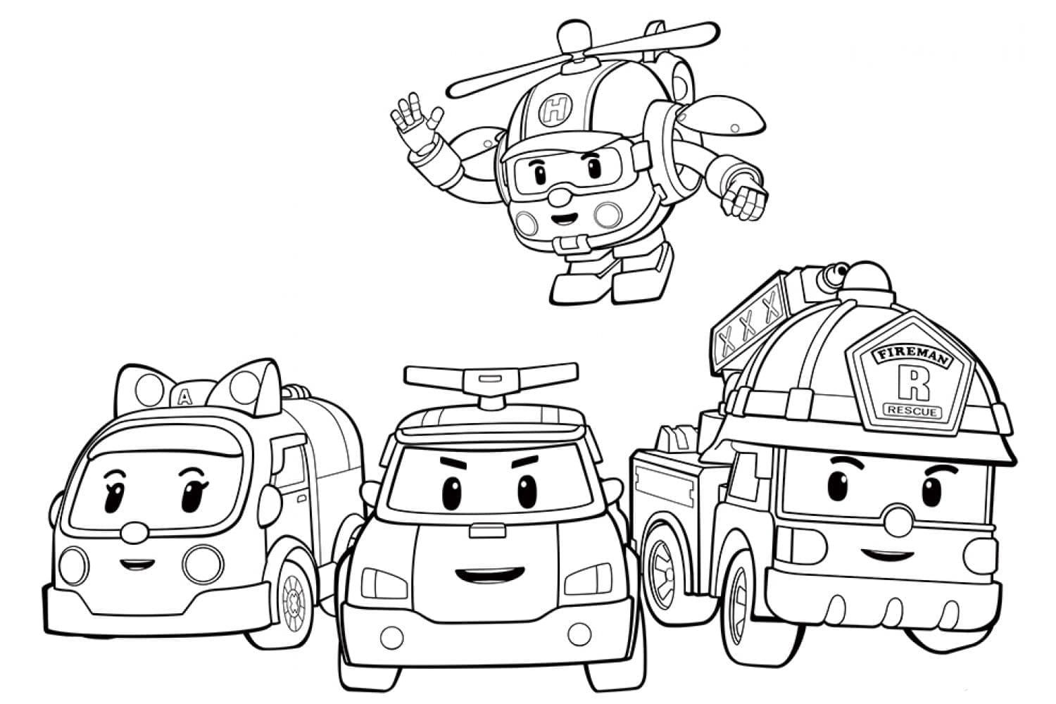 Çocuklar İçin Robocar Boyama Sayfaları 