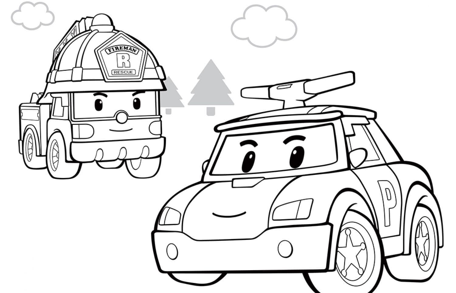 Çocuklar İçin Robocar Boyama Sayfaları 