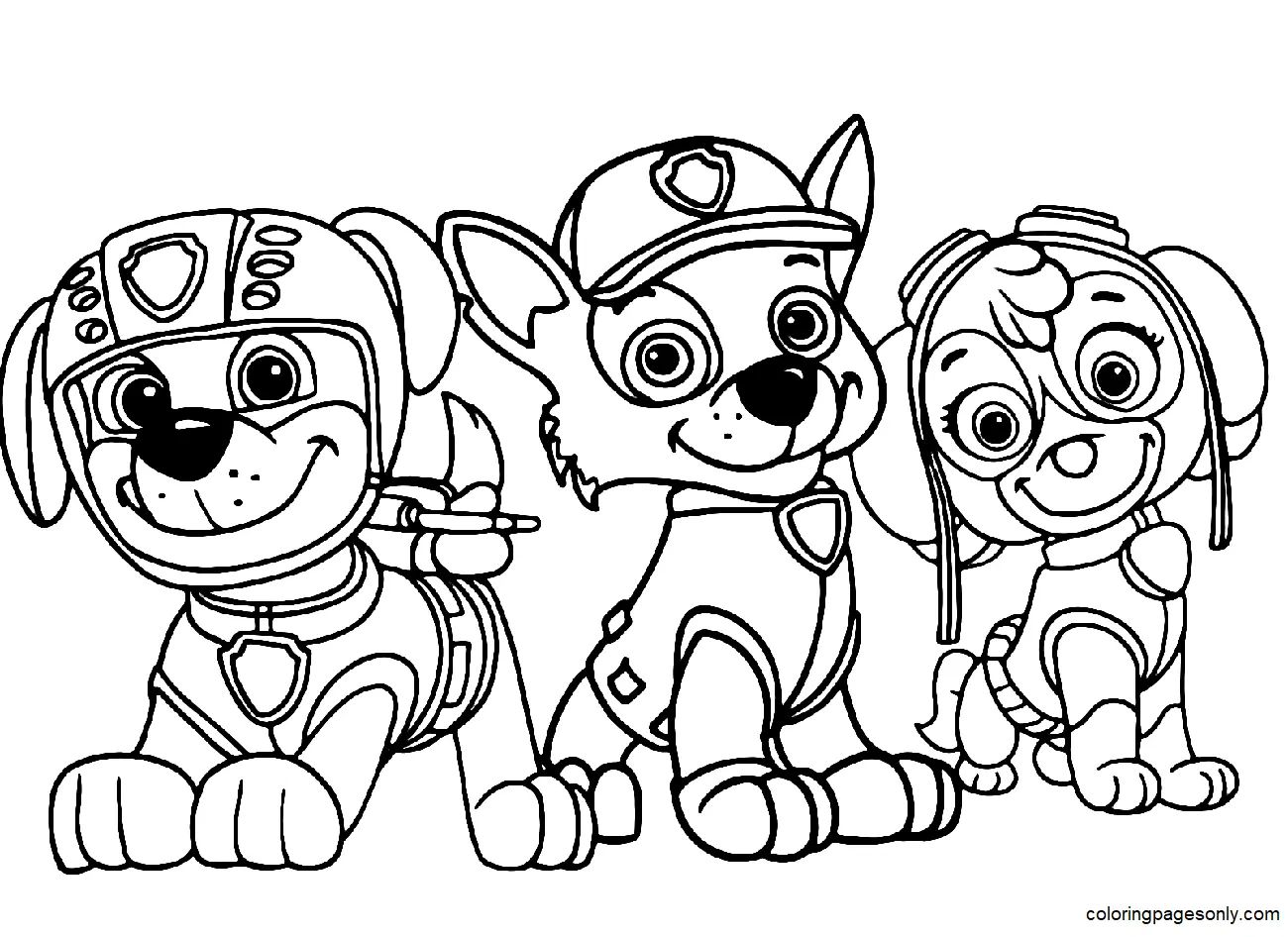 Çocuklar İçin Rocky Paw Patrol Boyama Sayfaları 