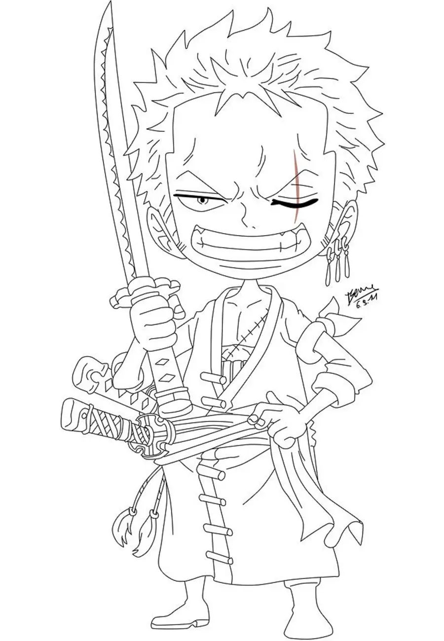 Çocuklar İçin Roronoa Zoro Boyama Sayfaları 