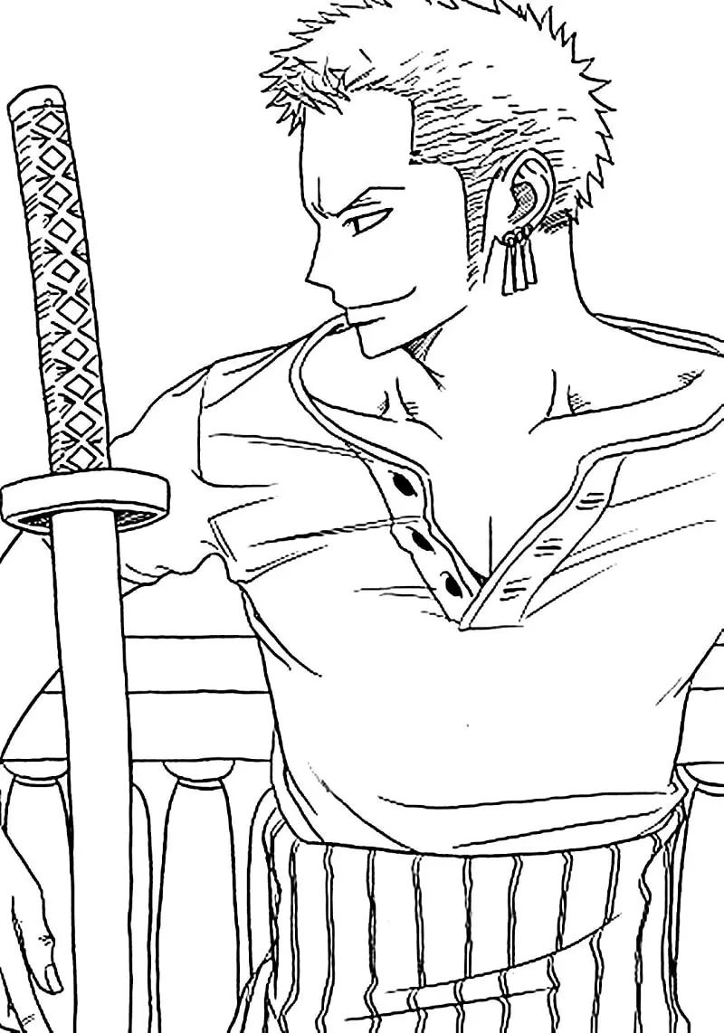Çocuklar İçin Roronoa Zoro Boyama Sayfaları 