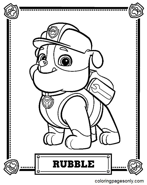 Çocuklar İçin Rubble Paw Patrol Boyama Sayfaları 