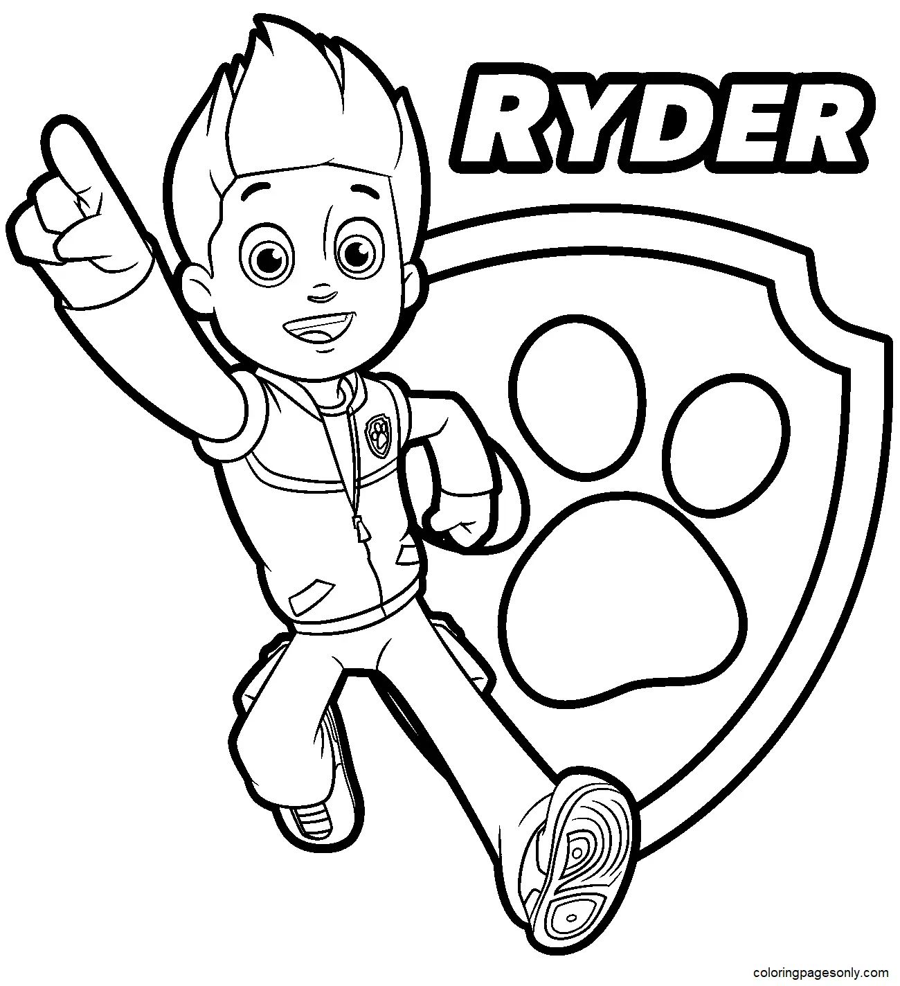 Çocuklar İçin Ryder- Paw Patrol Boyama Sayfaları 