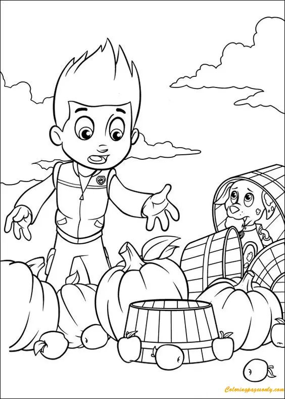 Çocuklar İçin Ryder- Paw Patrol Boyama Sayfaları 
