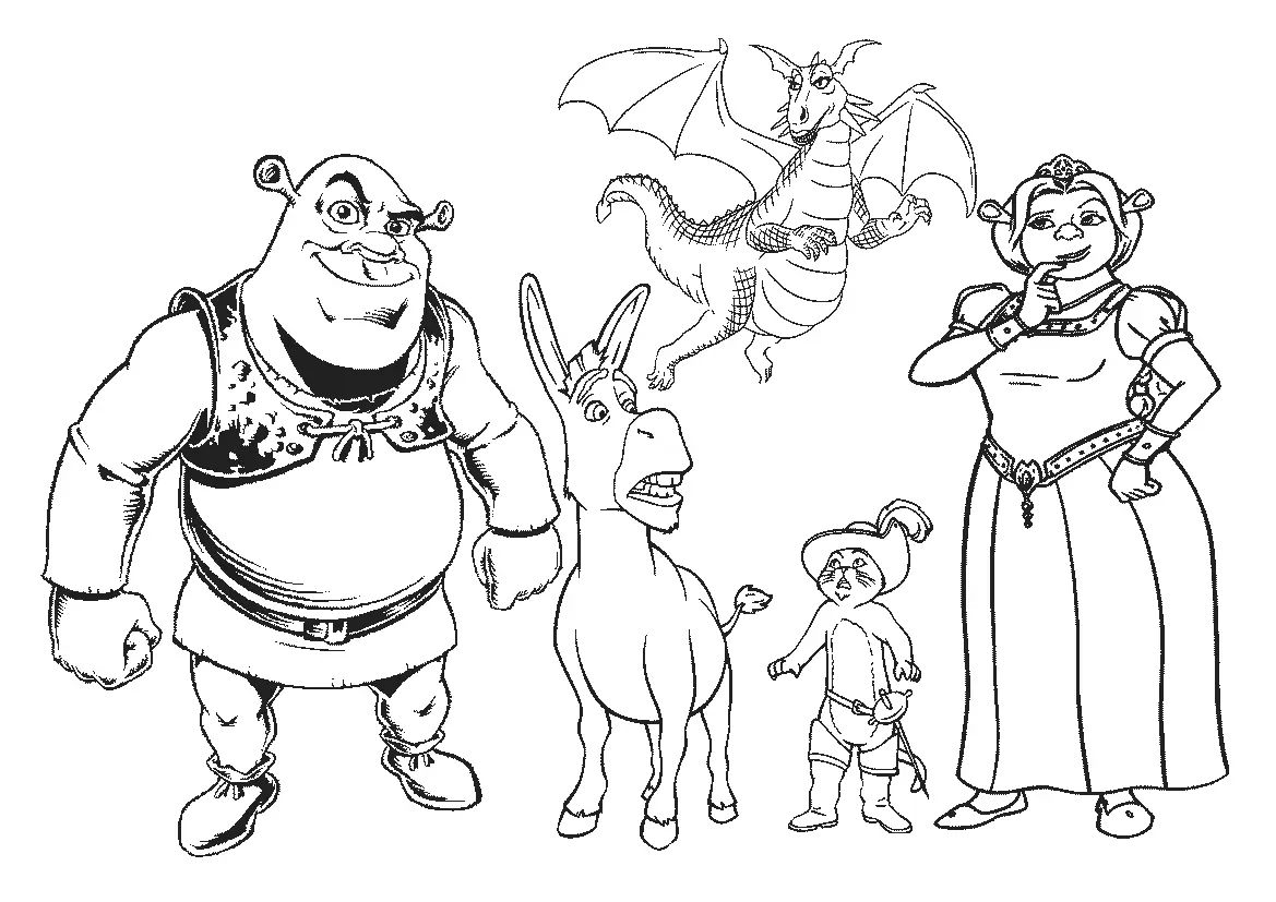 Çocuklar İçin Shrek Boyama Sayfaları 