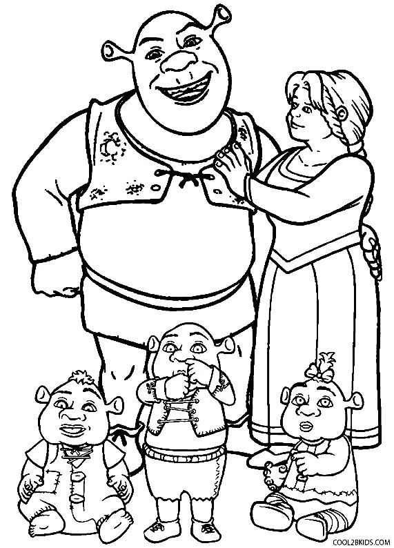 Çocuklar İçin Shrek Boyama Sayfaları 