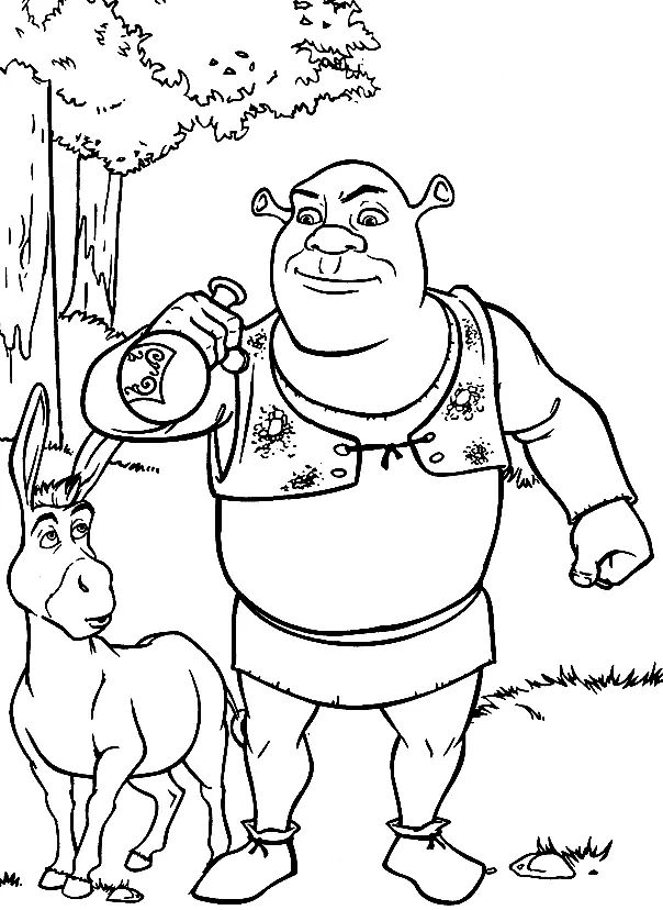 Çocuklar İçin Shrek Boyama Sayfaları 