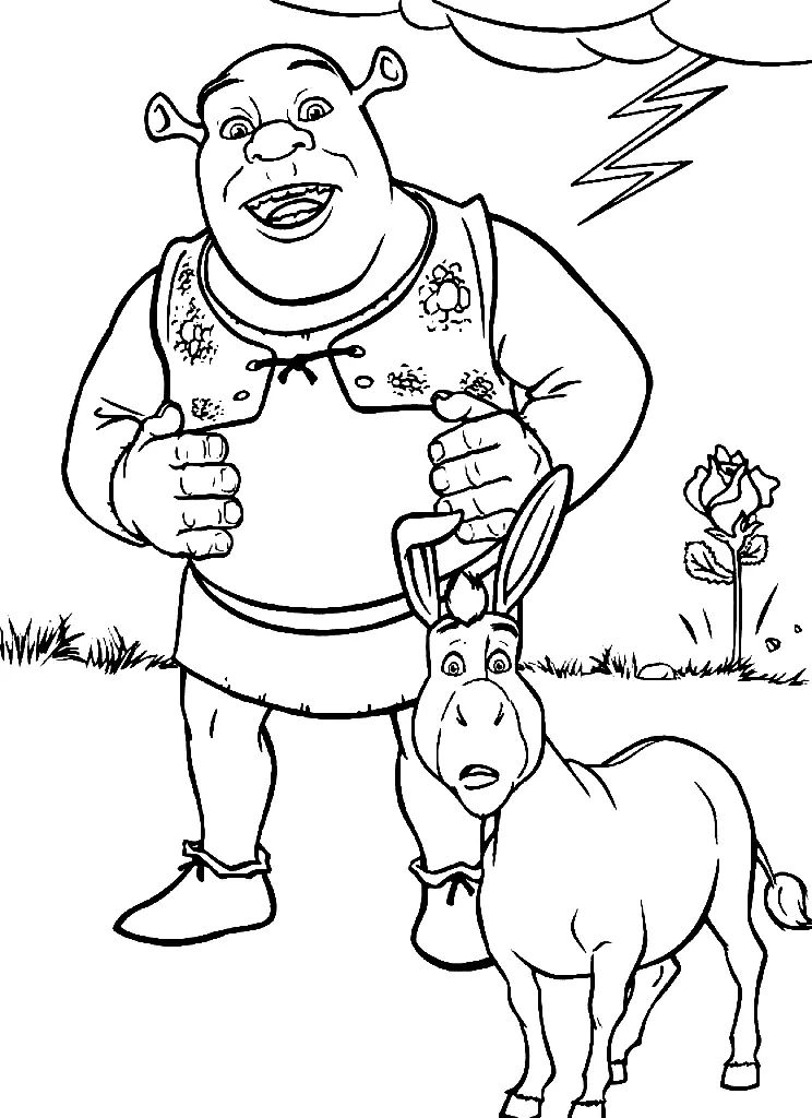 Çocuklar İçin Shrek Boyama Sayfaları 